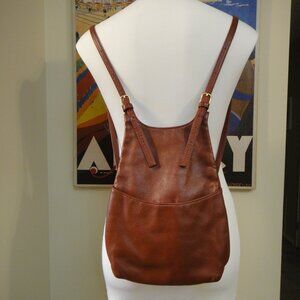 JP Ourse Dark Red Pebbled Leather Backpack Shoulder Bag Purse